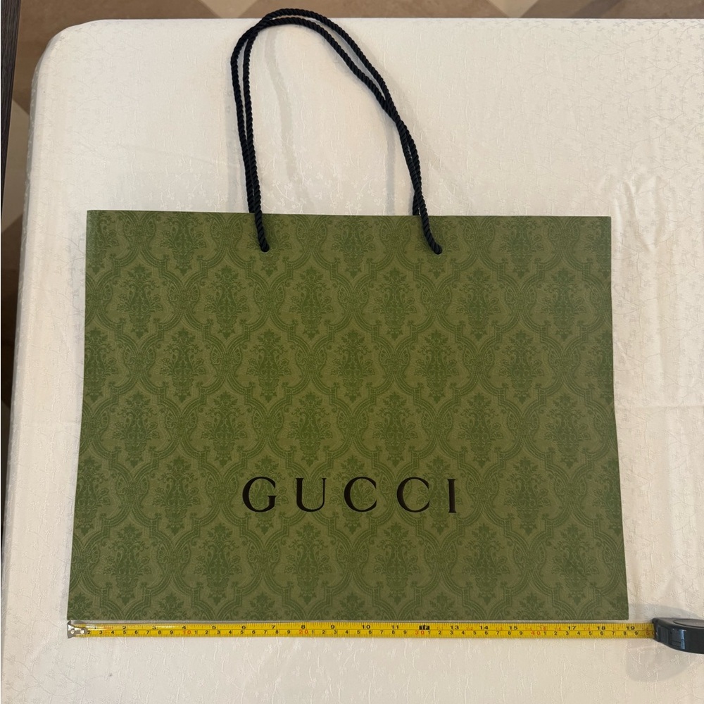 Gucci Green Patterned Bag with Black Handles